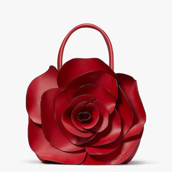 ♠️kate spade 3D Rose Flora Floral Leather Tote Crossbody Bag, Candied Cherry Red NWT